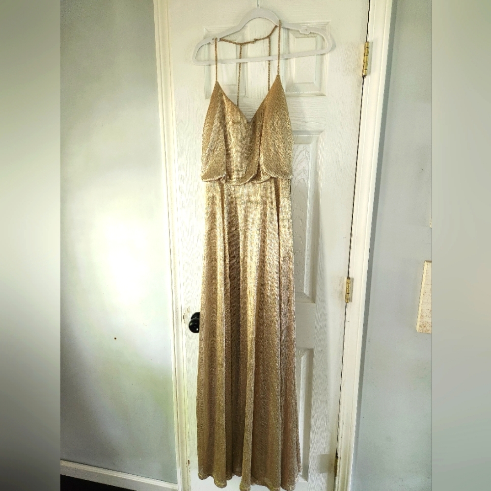 Hayley Paige size 8 liquid gold